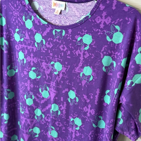 LuLaRoe Dianey Purple and Green Short Sleeve Tee | Minnie Print |XS - Picture 5 of 7